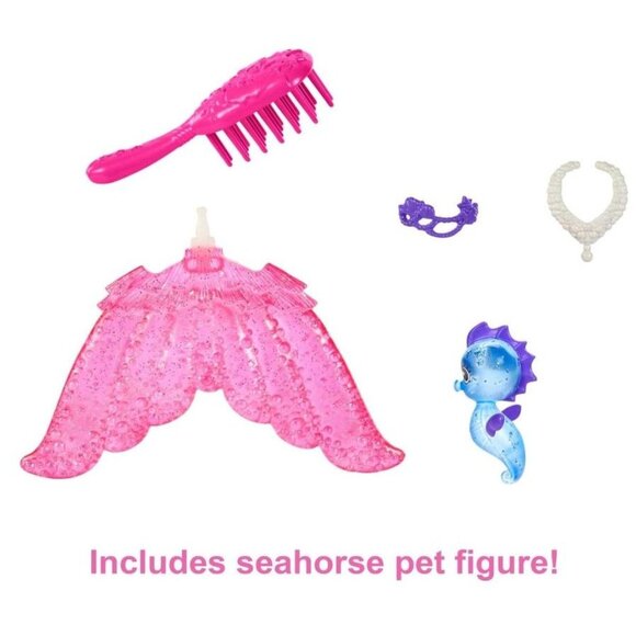 Barbie Mermaid Power Doll Set, Barbie "Malibu" Fashion Doll w/Seahorse Pet & Acc - Picture 5 of 5
